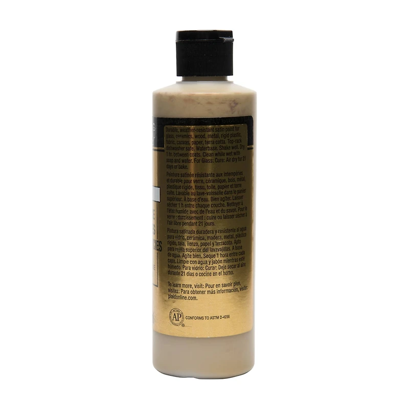 6 Pack: FolkArt® 14 Karat Gold Multi-Surface Metallic Acrylic Paint, 8oz.