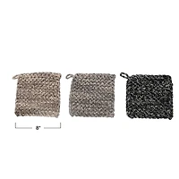 Hello Honey® Heather Grays Square Cotton Crocheted Potholder Set