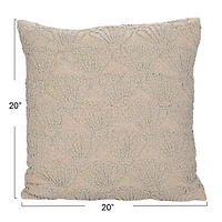 Hello Honey® 20" Natural Seashell Hand-Embroidered Pillow