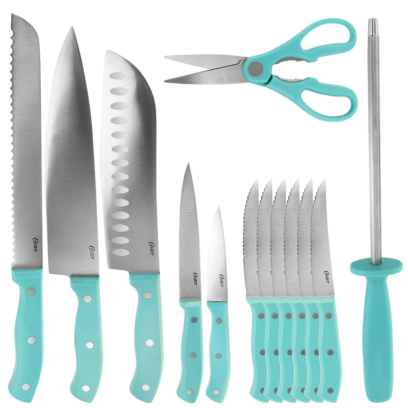 Oster Evansville 14-Piece Light Blue Stainless Steel Cutlery Set