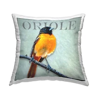 Stupell Industries Perched Oriole Bird Wildlife Animal Throw Pillow, 18" x 18"