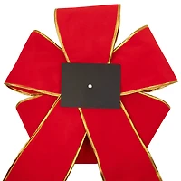 40" Red 3D 11-Loop Velveteen Christmas Bow with Gold Trim