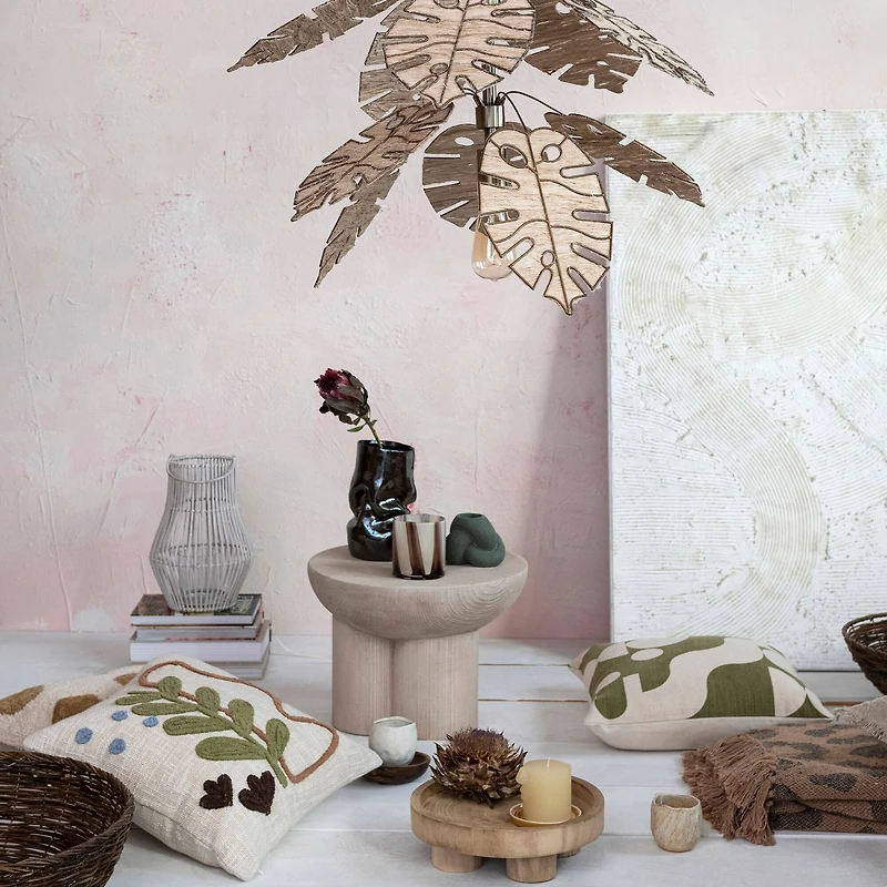 Hello Honey® 11.7" Whitewashed Round Hand-Woven Bamboo Lantern with Handle & Glass Insert