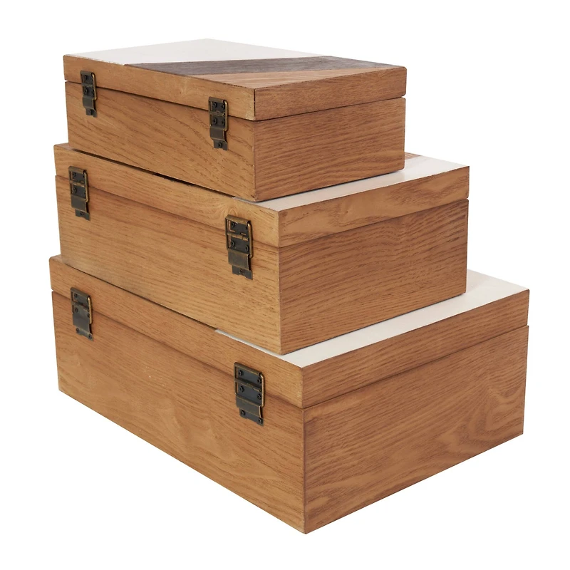 Brown & Cream Wooden Geometric Box Set