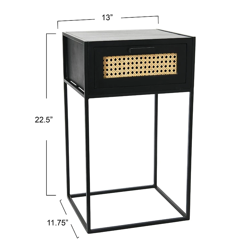 Hello Honey® 22" Black Cane & Mango Wood End Table
