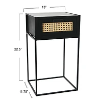 Hello Honey® 22" Black Cane & Mango Wood End Table