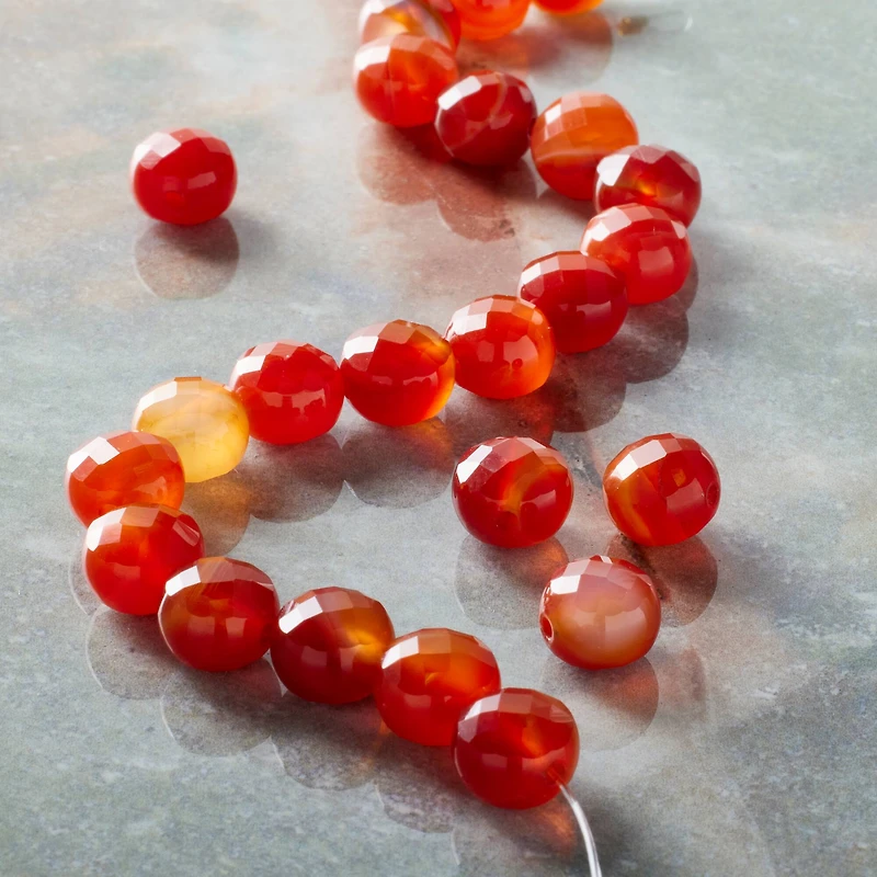 Red Faceted Agate Round Coin Beads, 8mm by Bead Landing™