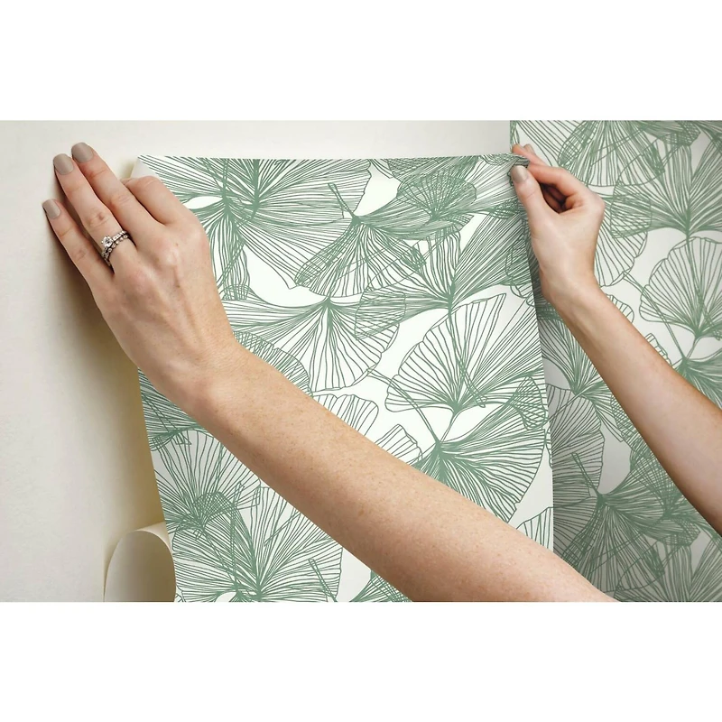 RoomMates Gingko Leaves Peel & Stick Wallpaper