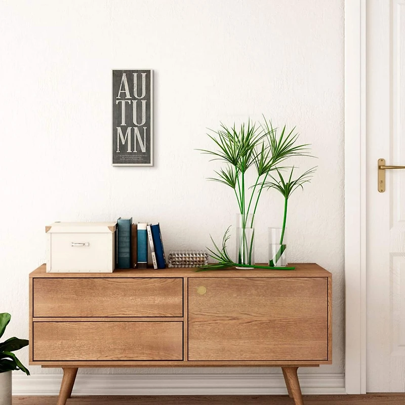 Stupell Industries Autumn Gray Wood Textured Fall Seasonal Design Wall Plaque