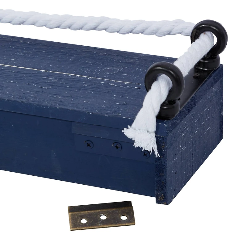 Set of 3 Blue Wood Contemporary Wall Shelves 32", 25", 17"