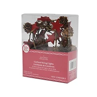 18ct. Warm White LED Pinecone & Red Star Garland String Lights by Ashland®