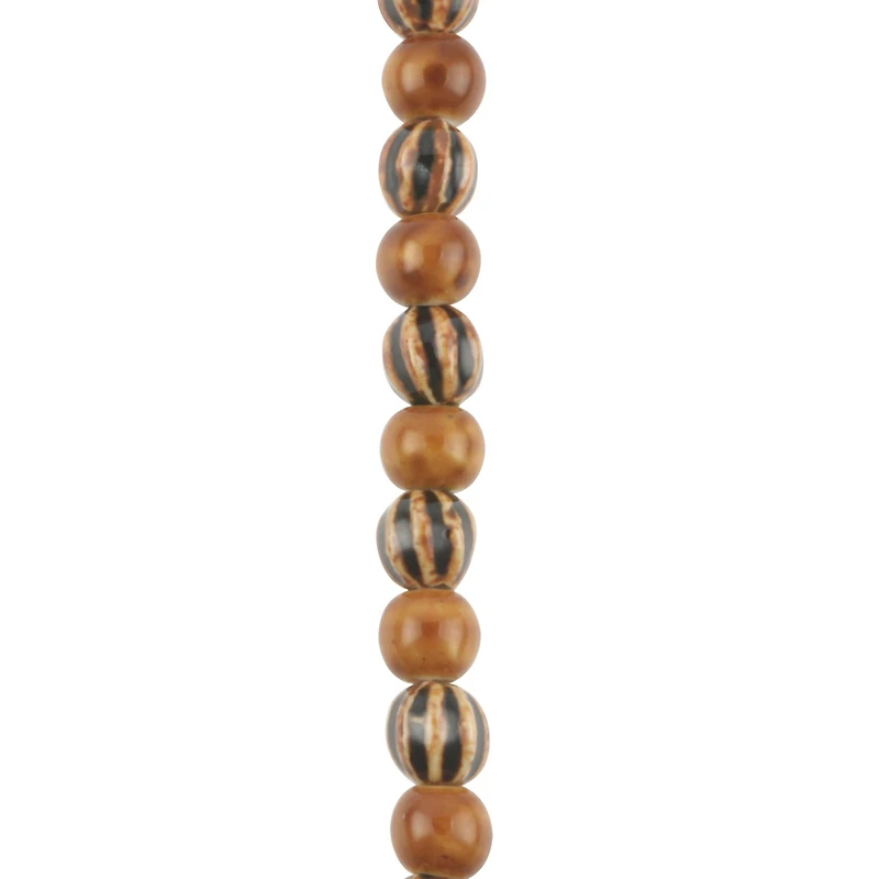 Brown Stripes & Solids Ceramic Round Beads, 10mm by Bead Landing™