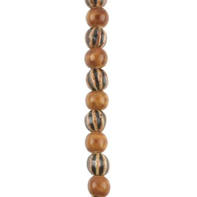 Brown Stripes & Solids Ceramic Round Beads, 10mm by Bead Landing™