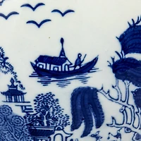 Hello Honey® 12.25" Blue & White Hand-Painted Stoneware Planter