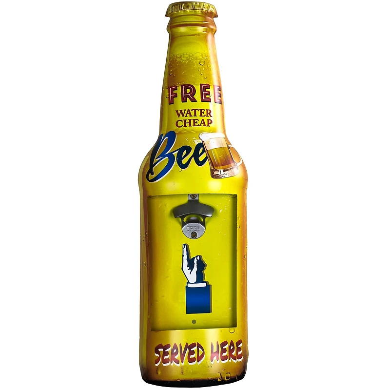 Free Beer Wall Mounted Bottle Opener & Cap Catcher