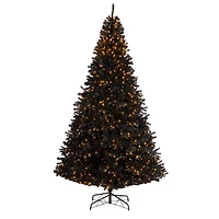 10ft. Pre-Lit Black Artificial Christmas Tree, Clear LED Lights