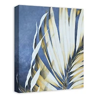 Palm Leaves On Blue 16" x 20" Canvas Wall Art