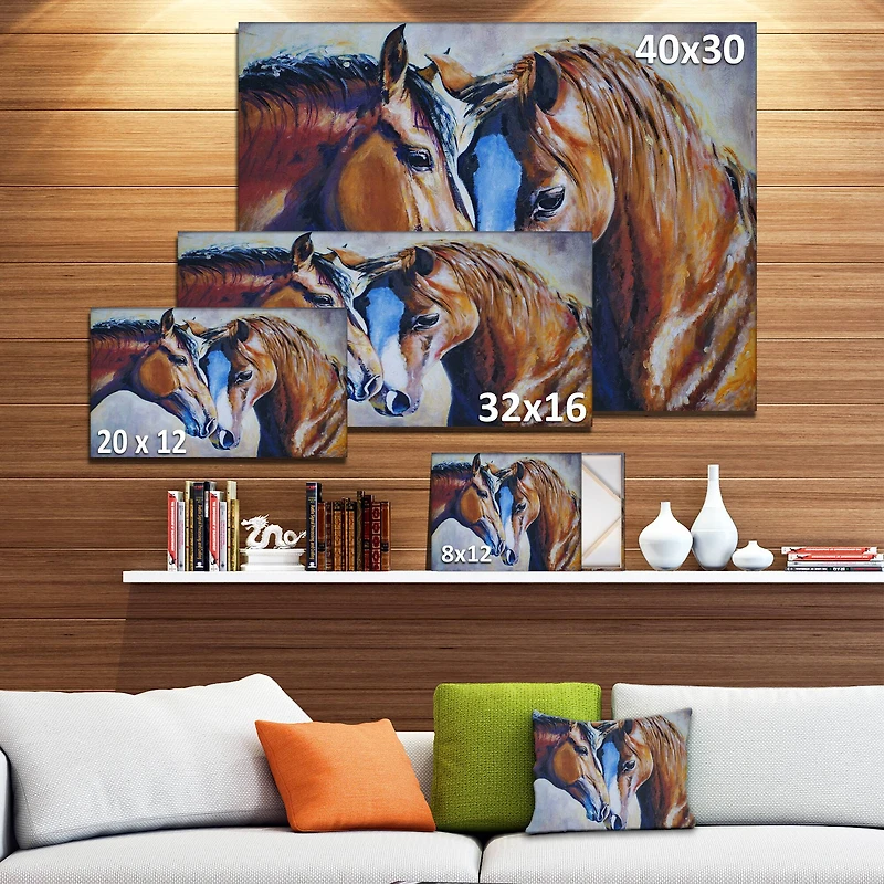 Designart - Brown Amorous Horses