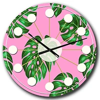 Designart 'Tropical Palm Leaves Iii Mid-Century Modern Wall Clock