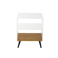 23" Clear Acrylic 1-Shelf Accent Table with Wood Base & Black Legs