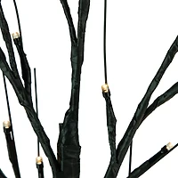 24" LED Lighted Black Halloween Twig Tree, Warm White Lights