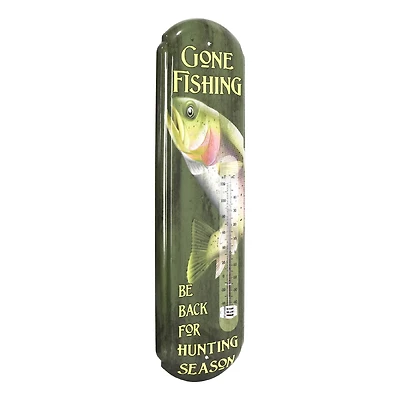 American Art Decor 17" Gone Fishing & Be Back for Hunting Season Vintage Thermometer Wall Décor