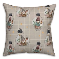 Gray & White Check Gnome Globe Pattern Throw Pillow