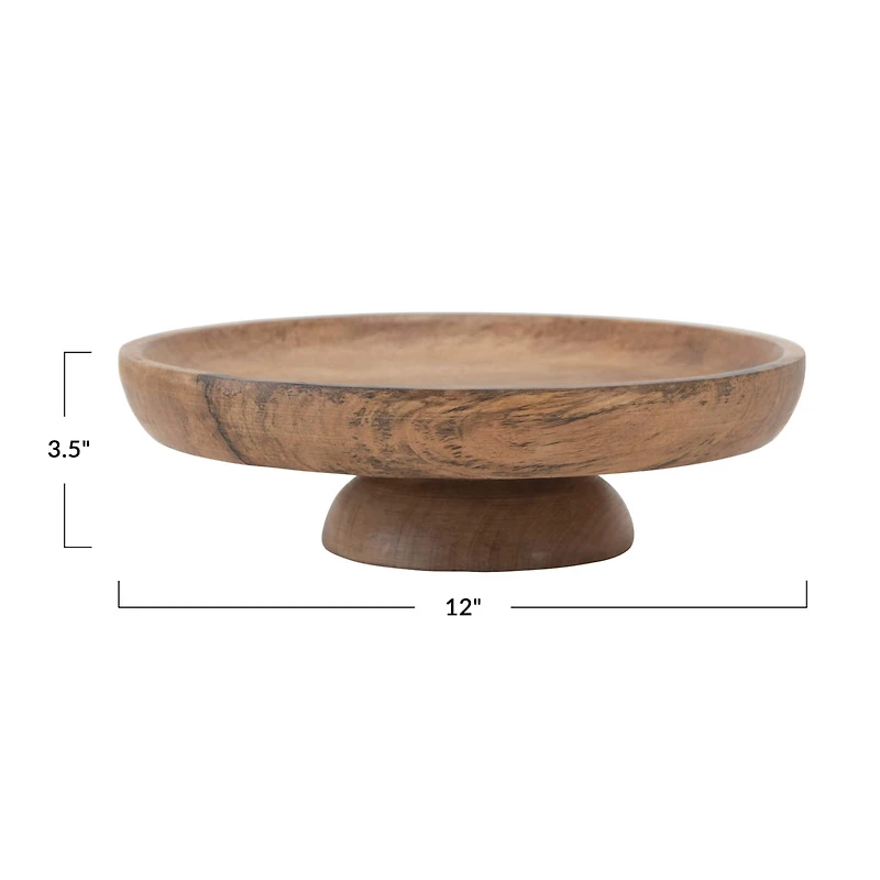 Hello Honey® 12" Mango Wood Footed Cake Stand