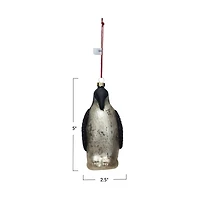 Hello Honey® 5" Black & White Hand-Painted Mercury Glass Penguin Ornament