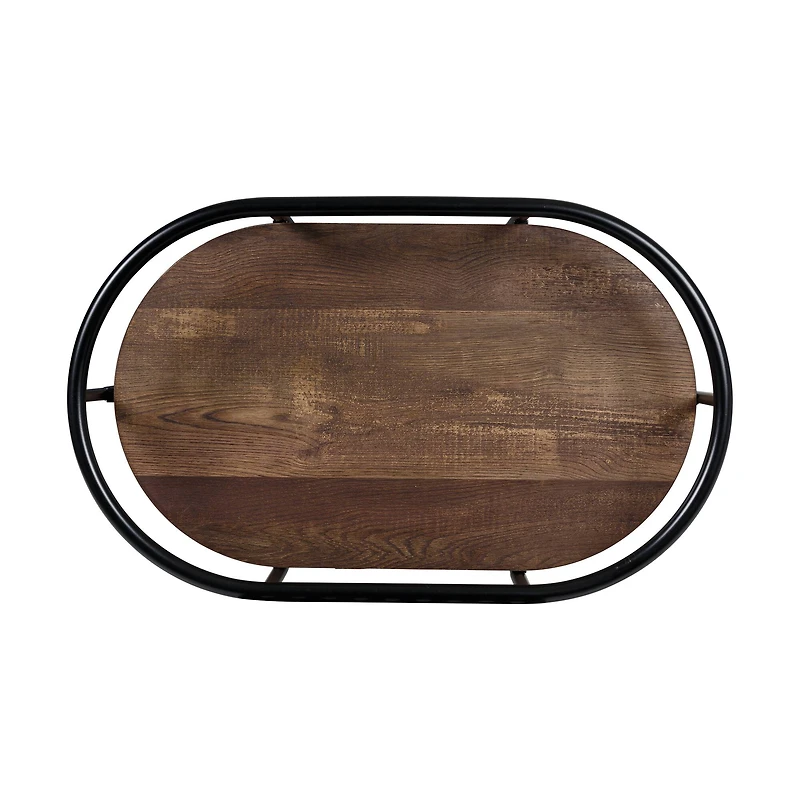 Honey Can Do 3-Tier Black & Rustic Brown Rolling Bar & Serving Cart