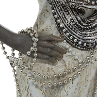 Set of 3 White Eclectic Polystone Women Sculpture 15", 20", 24"