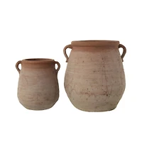 Hello Honey® Large Orange & Whitewashed Terra Cotta Urn