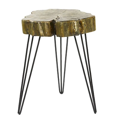 26" Polystone & Metal Modern Accent Table
