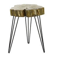 26" Polystone & Metal Modern Accent Table