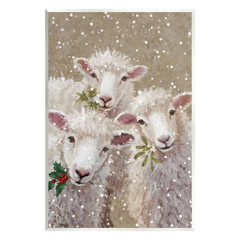 Stupell Industries Winter Sheep Trio Farm Animals Wall Plaque Art