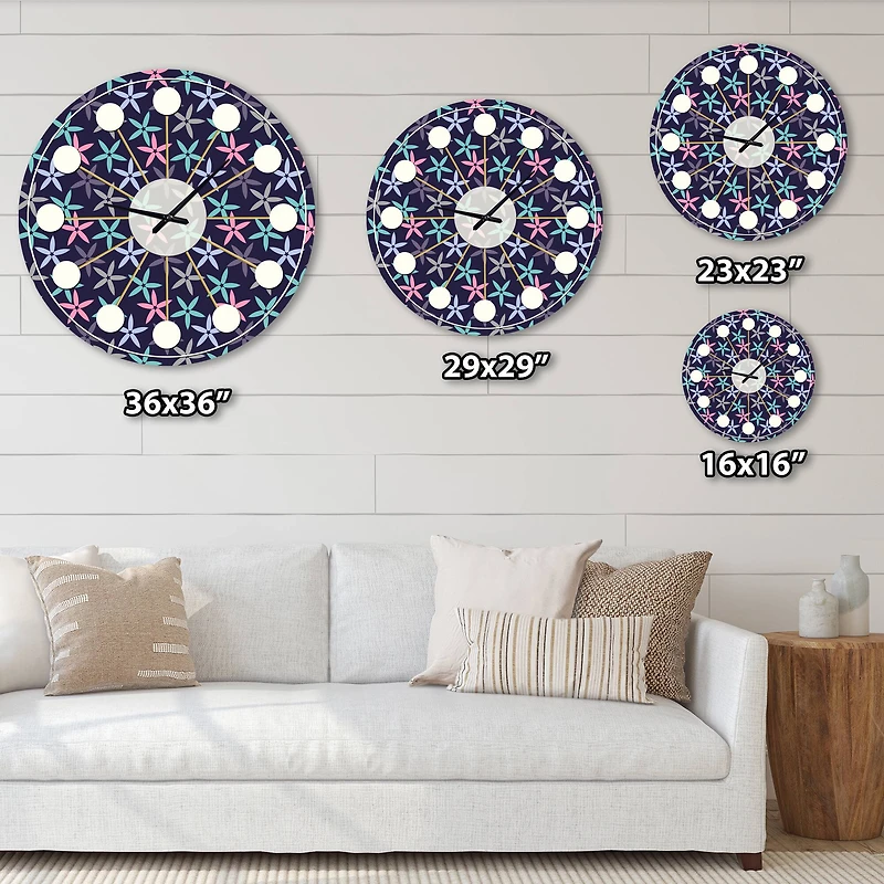 Designart 'Retro Abstract Flower Design V Mid-Century Modern Wall Clock