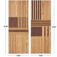 32" Brown Wooden Geometric Handmade Two-Toned Wall Décor Set