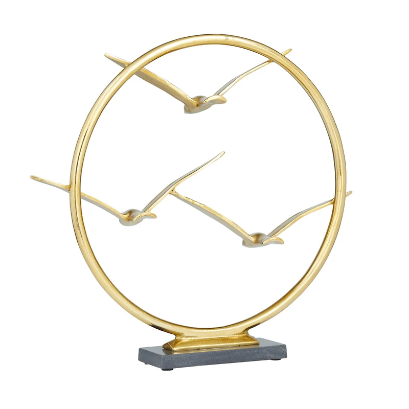 Gold Aluminum Contemporary Sculpture, 17" x 18" x 5"