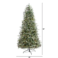 7.5ft. Pre-Lit Snowed Tipped Clermont Mixed Pine & Pinecones Artificial Christmas Tree with Clear LED Lights