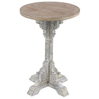 23" White Chinese Fir Farmhouse Accent Table