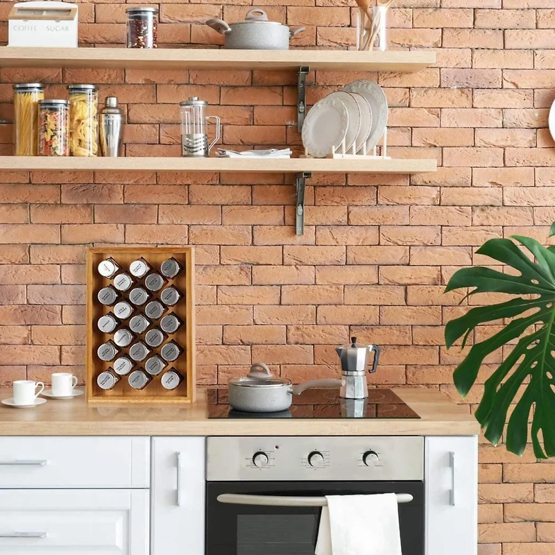 NEX™ Oumilen Free-Standing Bamboo Spice Organizer with 23 Glass Jars