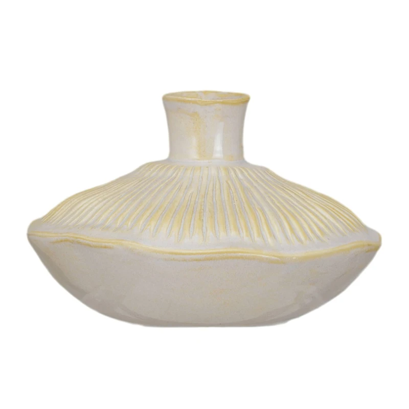 Hello Honey® 7" Long Cream Stoneware Vase