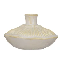 Hello Honey® 7" Long Cream Stoneware Vase