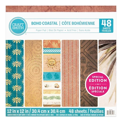 Craft Smith 12" x 12" Boho Coastal Paper Pad, 48 Sheets