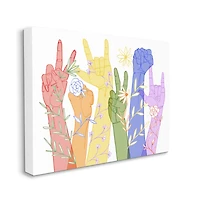 Stupell Industries Rainbow Peace Love Caring Hand Signs ASL Canvas Wall Art