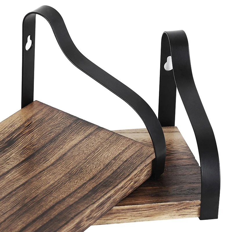 NEX™ Brown Rustic Wood Floating Shelves Set