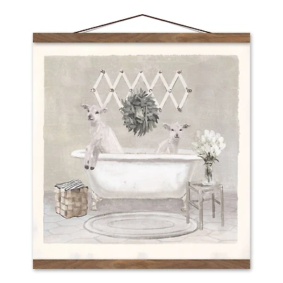 Bathroom Goat Teak Hanging Canvas
