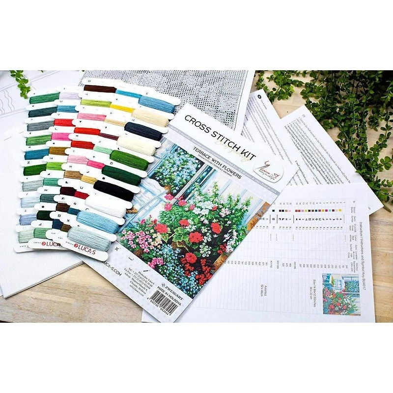 Luca-s Terrace With Flowers Counted Cross Stitch Kit