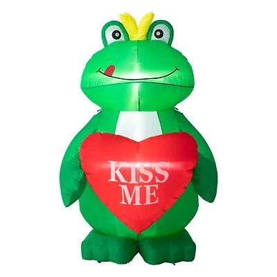 Glitzhome® 6ft Lighted Valentine's Inflatable Frog with Heart Decor