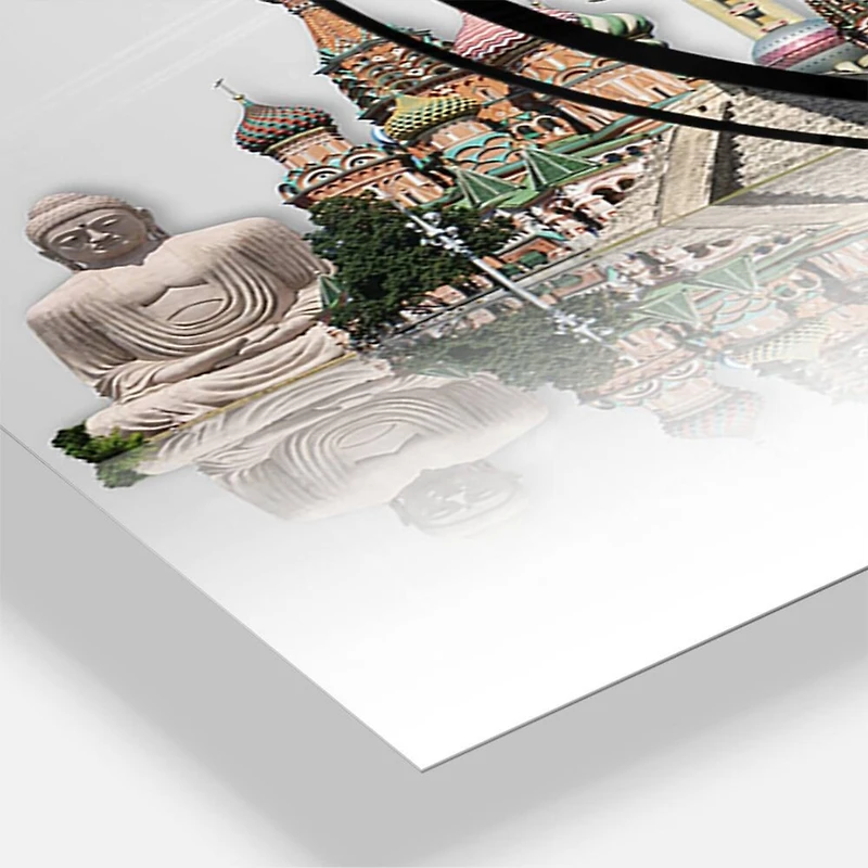 Designart Famous Monuments Across World Multipanel Wall Clock